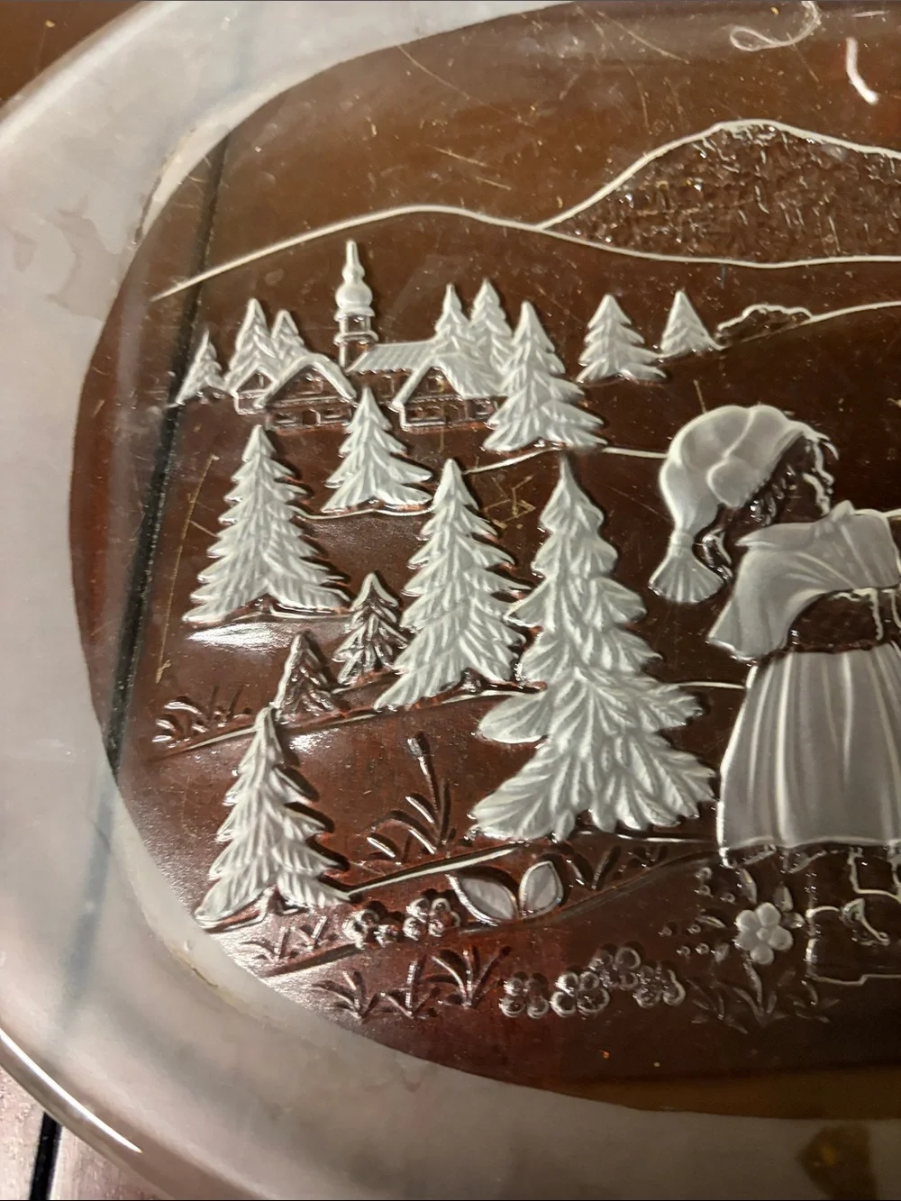 Etched Glass Holiday Serving Platter - Scenic Winter Tree Design